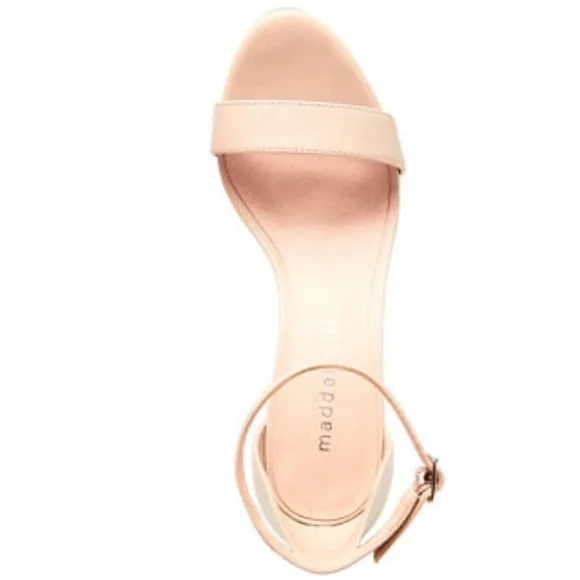 Madden girl Women's Open Toe Ankle Strap Block Chunky Heels Sandals, Nude - Picture 10 of 12